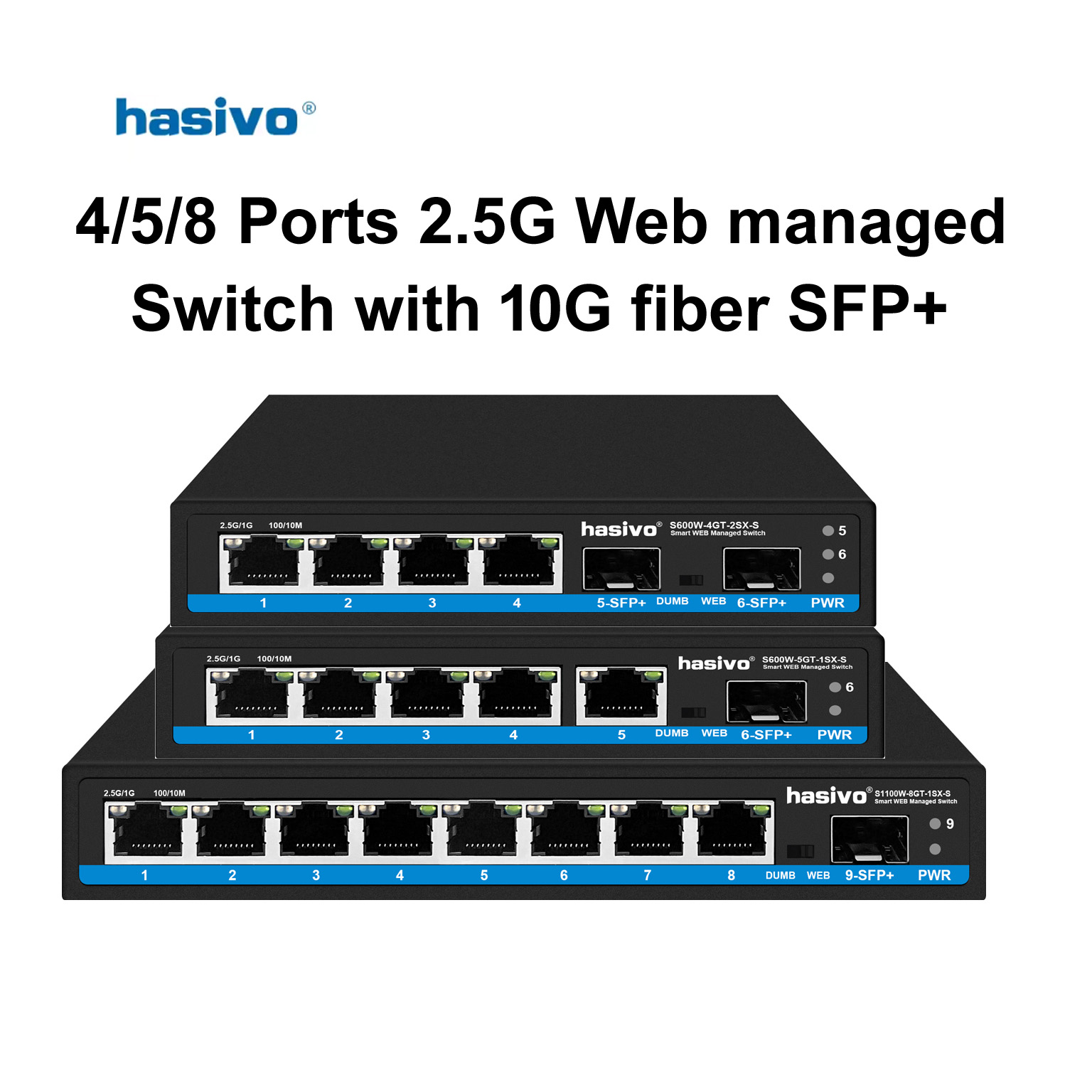 Sfp+ 10G Managed Switch 8 Port - Hasivo 2.5G 네트워크 스위치 4/5/8 포트