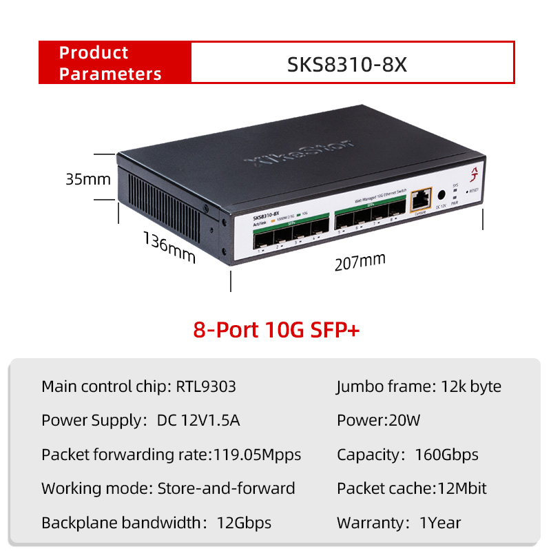 XikeStor 3레이어 관리형 풀 10G 스위치, 비 - Sfp+ 10G Managed Switch 8 Port 리뷰 및 가격